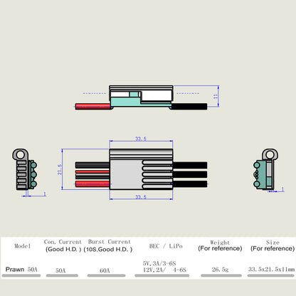 APISQUEEN 50A 3-6S esc controlador eletrónico de velocidade para pequenos hidro/barcos