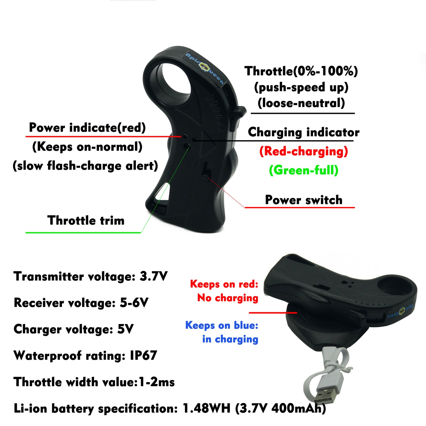 APISQUEEN Waterproof Remote Control 1-channel 2.4G