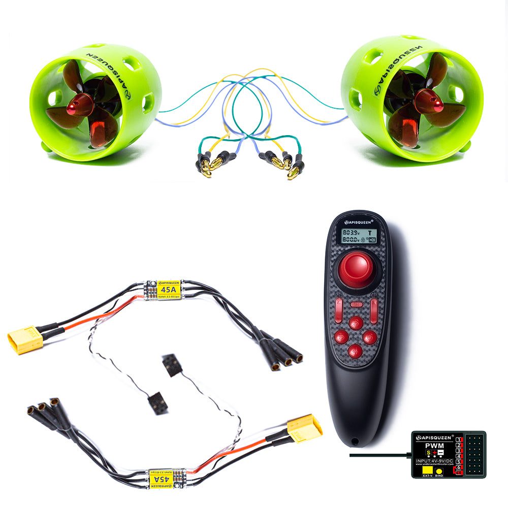 APISQUEEN 12-24V(3S-6S LiPo)U01 propulseur sous-marin sans balais pour rov/bateau/robots sous-marins